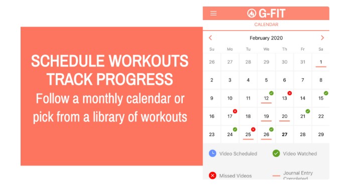 Schedule workouts - calendar Monthly workouts<br />